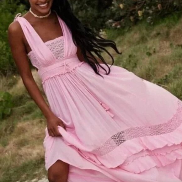 knee length dresses for ladies Free People Santa Maria Maxi Dress/Watermelon Wedge